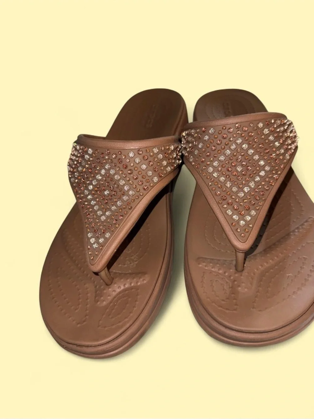 CROCS Women’s Brown Jeweled Thong Sandals